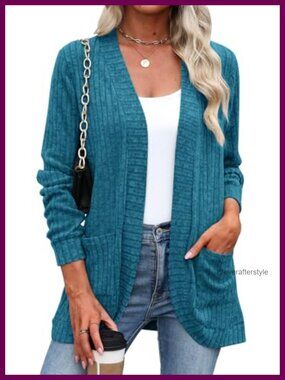 Womens Lightweight Open Front Cardigan Sweater with Pockets